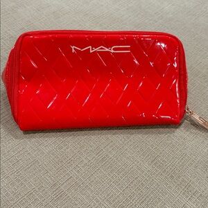 MAC Cosmetics Shiny Red Textured Makeup Bag